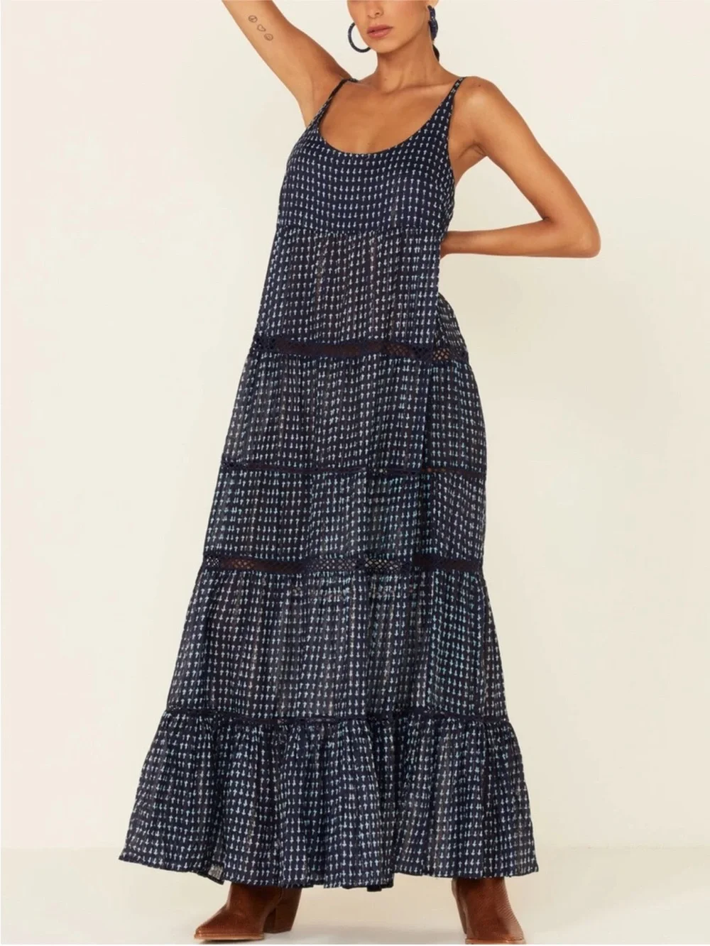 Free People Midnight Dance Tiered Eclipse Maxi Dress